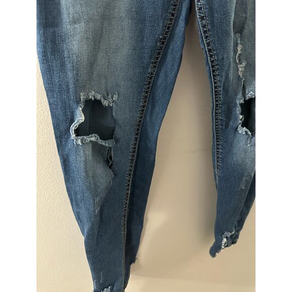 Forever 21 Jeans Women's 27 Dark Wash Denim Skinny Distressed High Rise - Picture 4 of 8